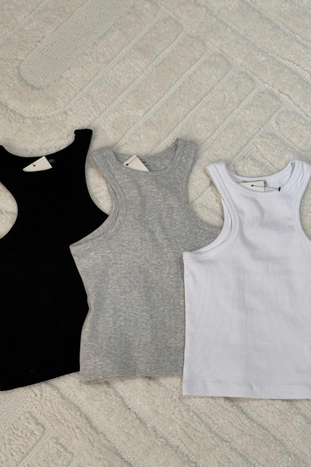 %100 Pamuk Gri Halter Yaka Fitilli Atlet