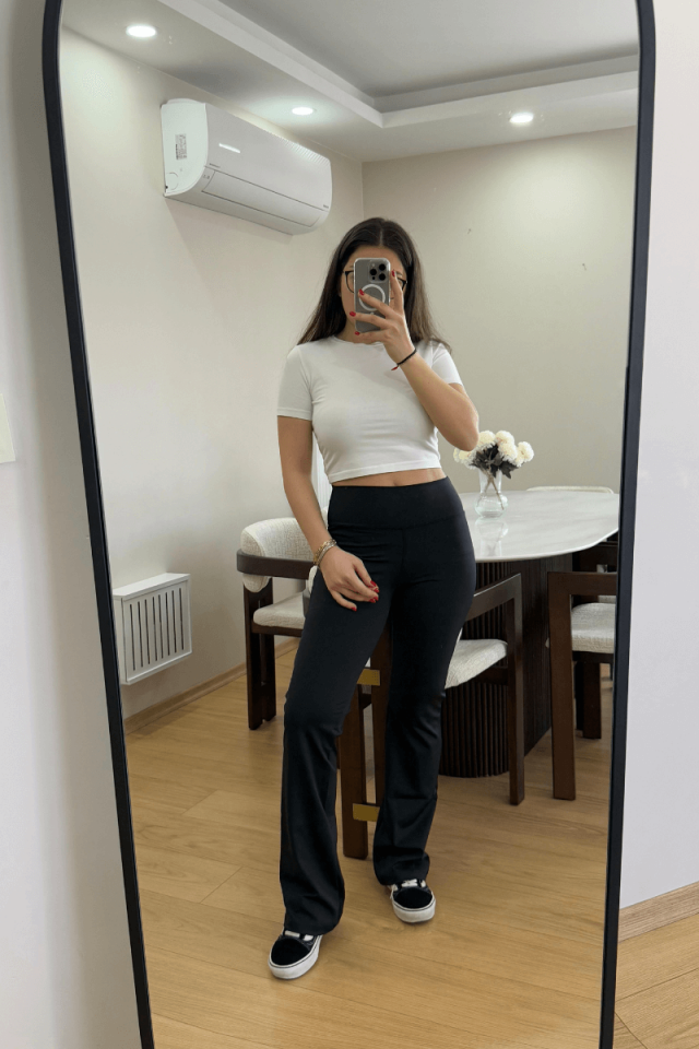 Siyah Marka Model İspanyol Paça Tayt