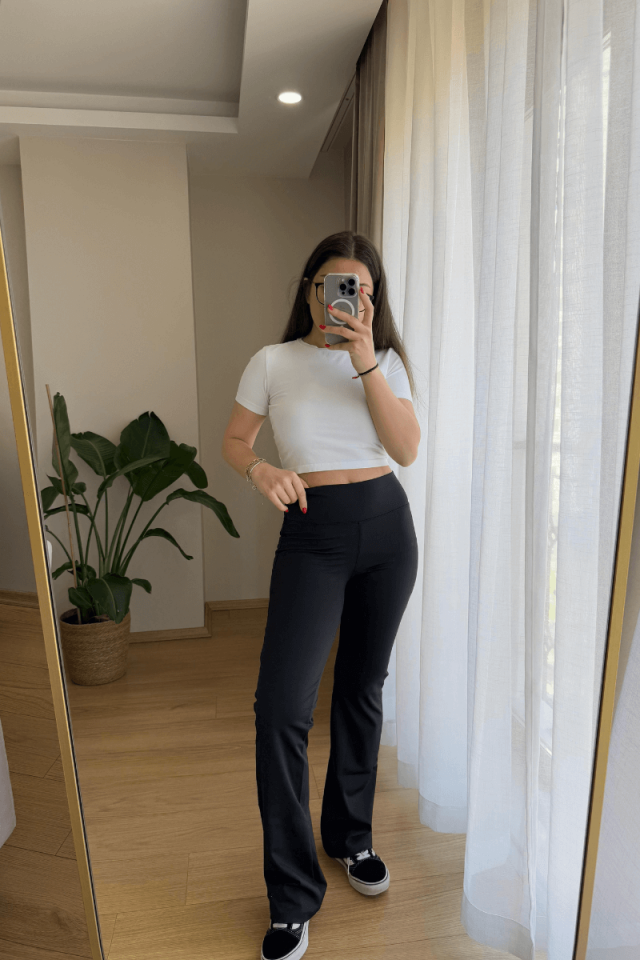 Siyah Marka Model İspanyol Paça Tayt