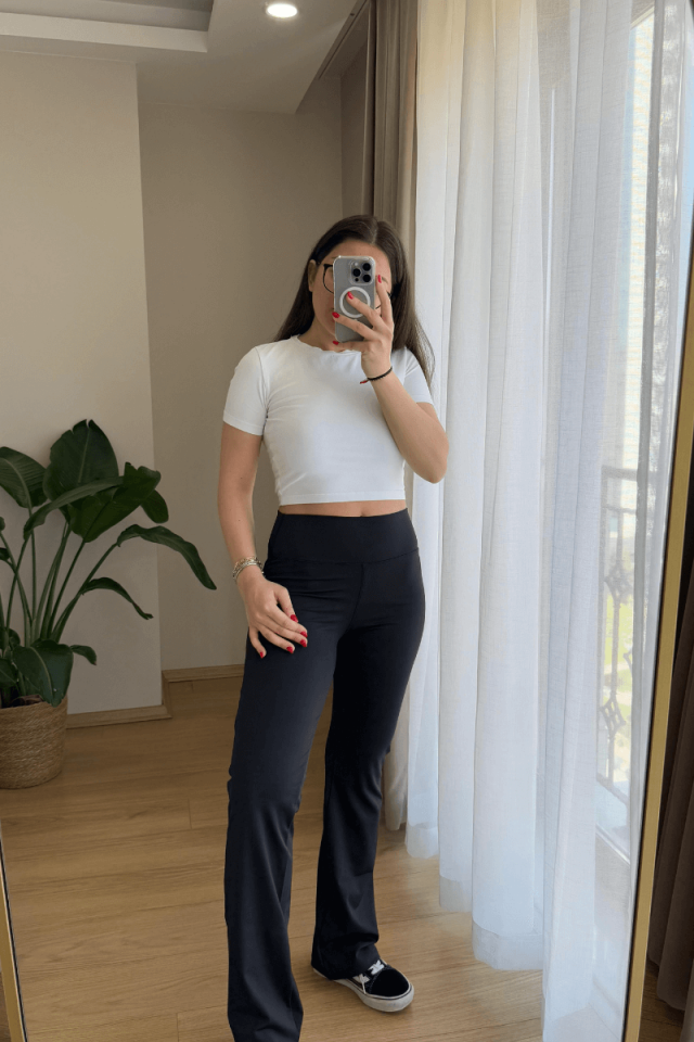 Siyah Marka Model İspanyol Paça Tayt