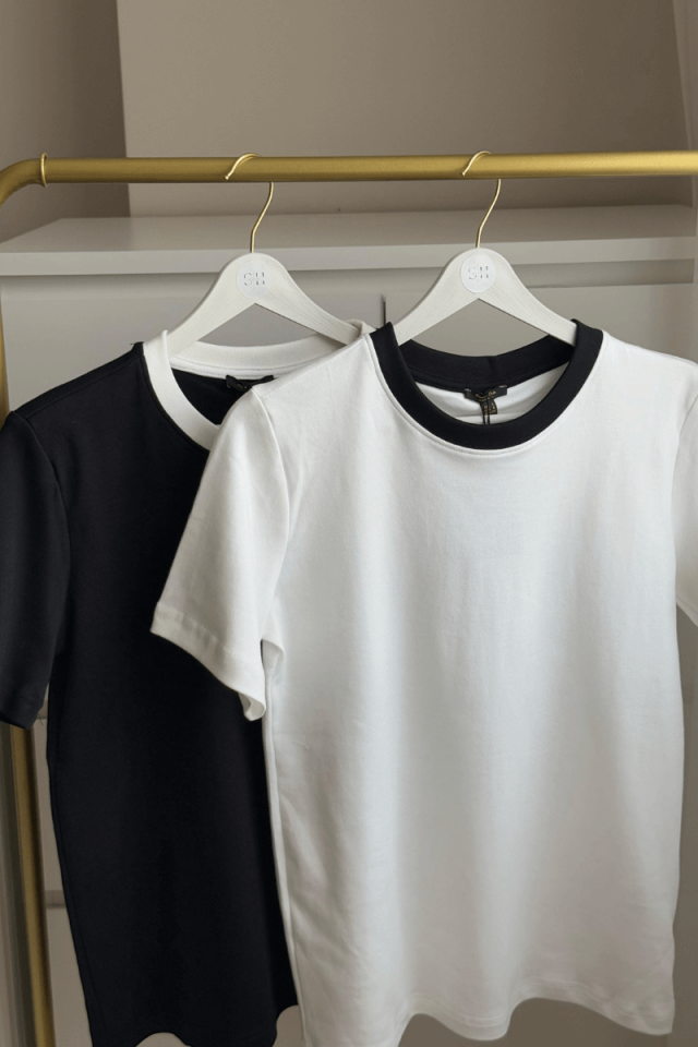 Beyaz Marka Model Bisiklet Yaka Tişört