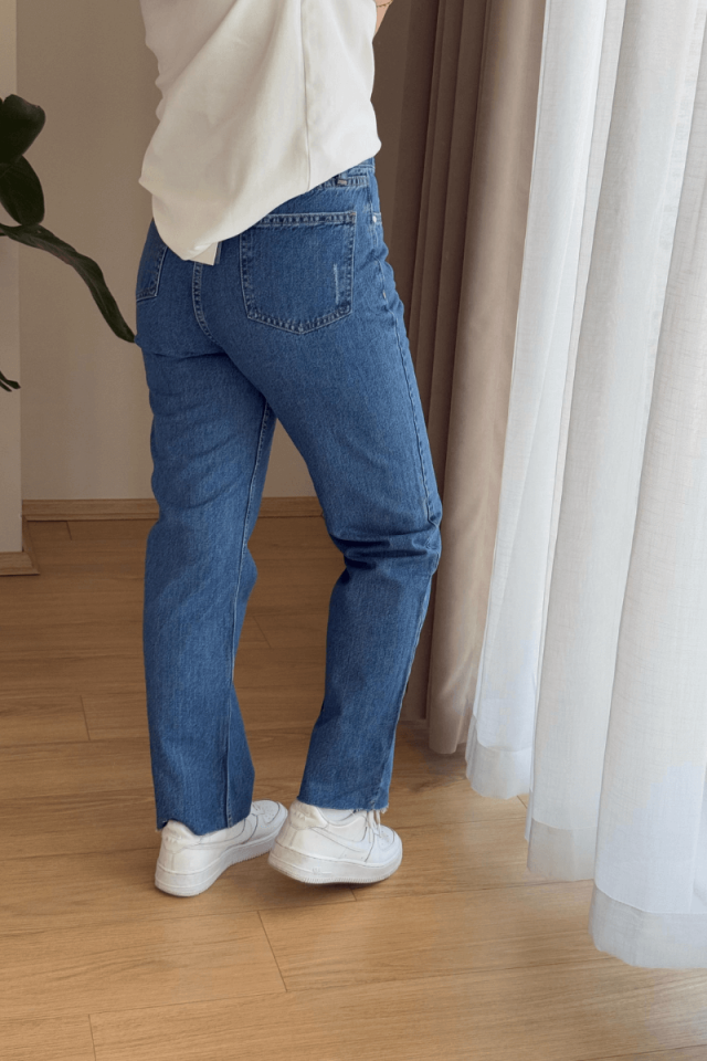%100 Pamuk Yüksek Bel Jean