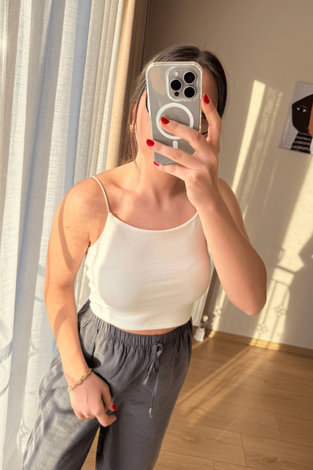 Ekru İp Askılı Atlet