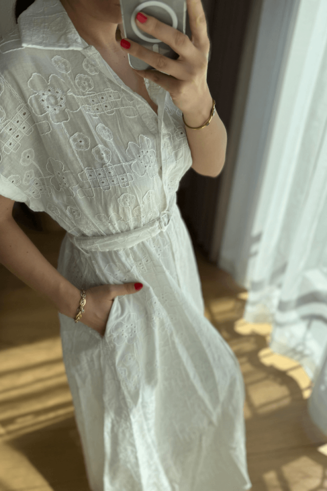 Beyaz İçi Astarlı Fisto Elbise