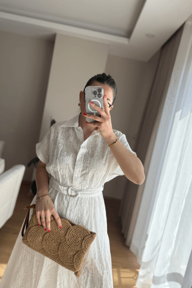 Beyaz İçi Astarlı Fisto Elbise