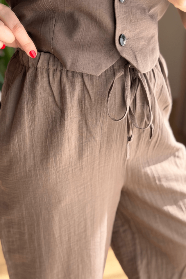 Koyu Kahve Yelek Pantolon Takım