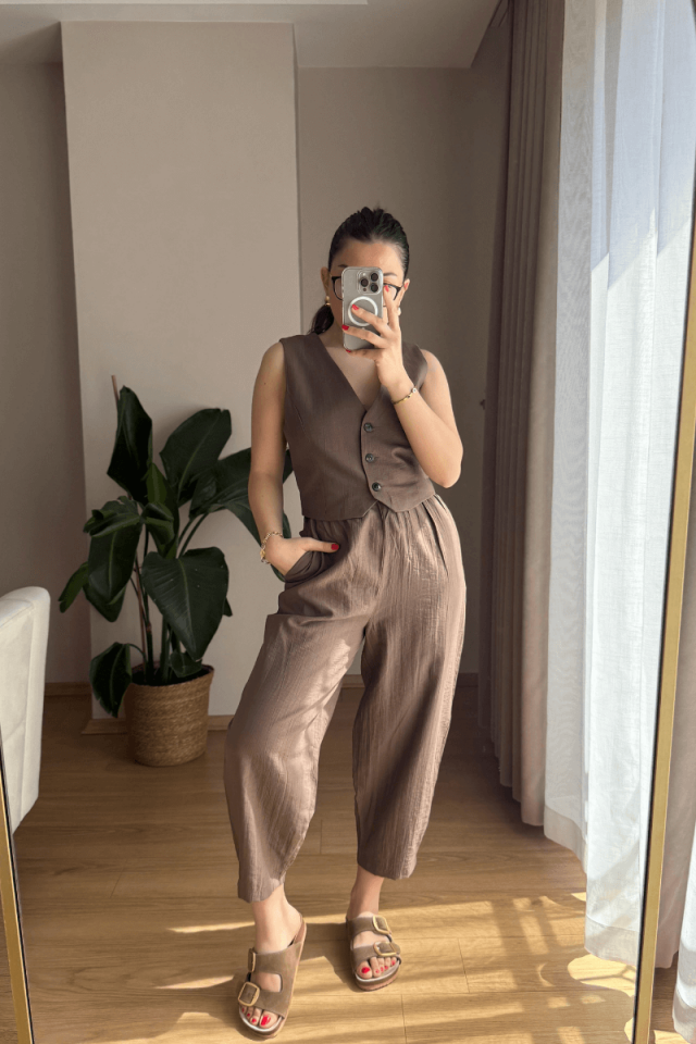 Koyu Kahve Yelek Pantolon Takım