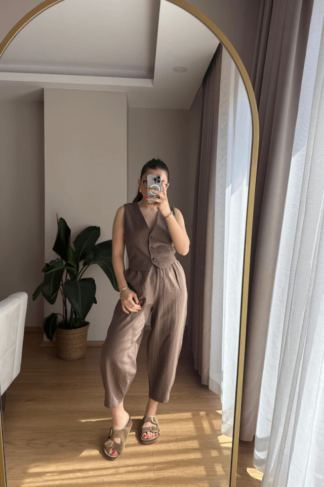 Koyu Kahve Yelek Pantolon Takım