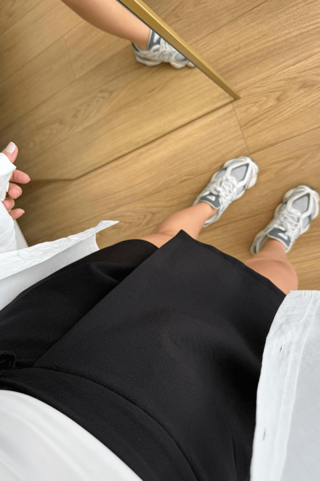 Siyah Premium Kemerli Şort Etek(Kemer Dahil)