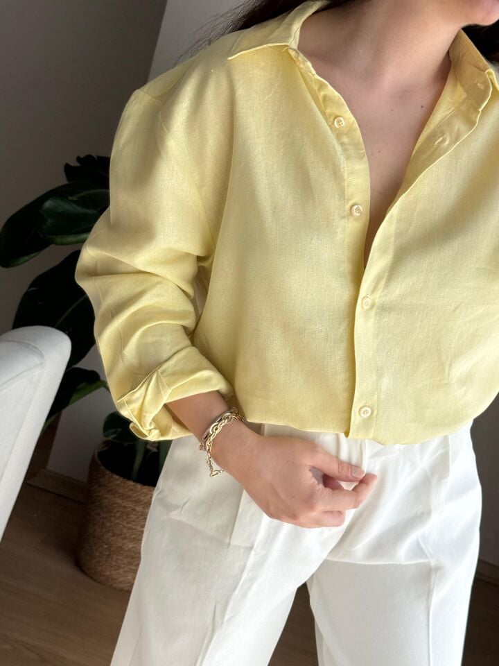 Sarı Ham Keten Gömlek