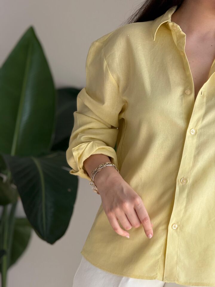 Sarı Ham Keten Gömlek