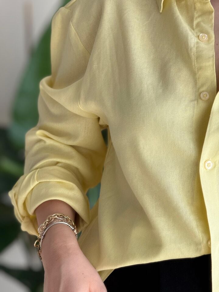 Sarı Ham Keten Gömlek