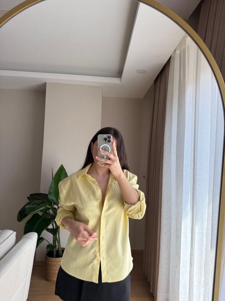 Sarı Ham Keten Gömlek