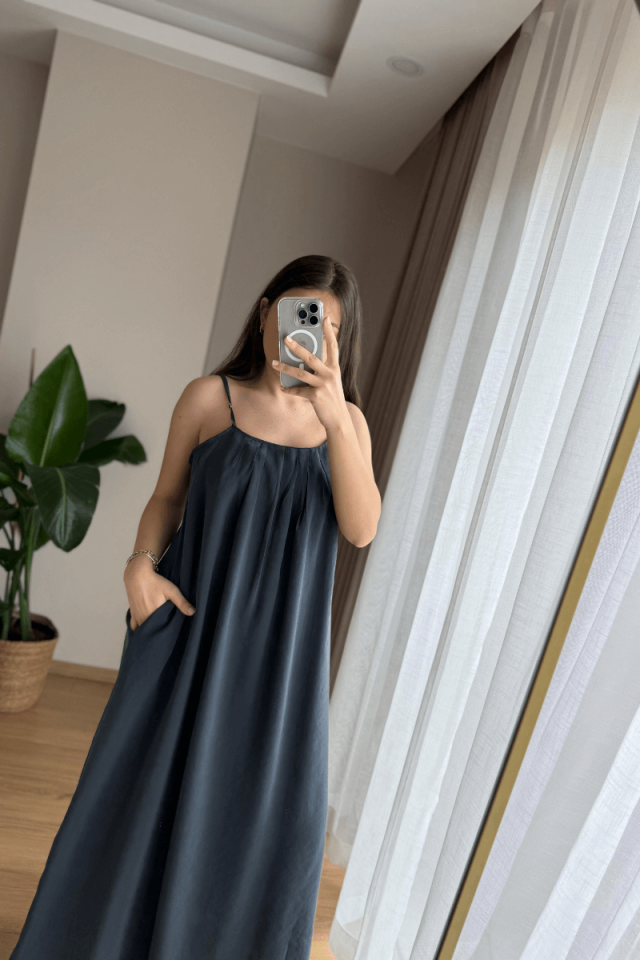 Antrasit Askılı Tensel Elbise