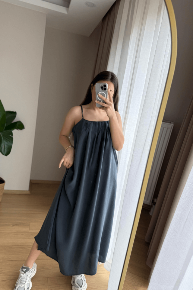 Antrasit Askılı Tensel Elbise