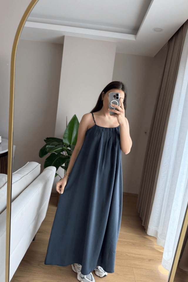 Antrasit Askılı Tensel Elbise