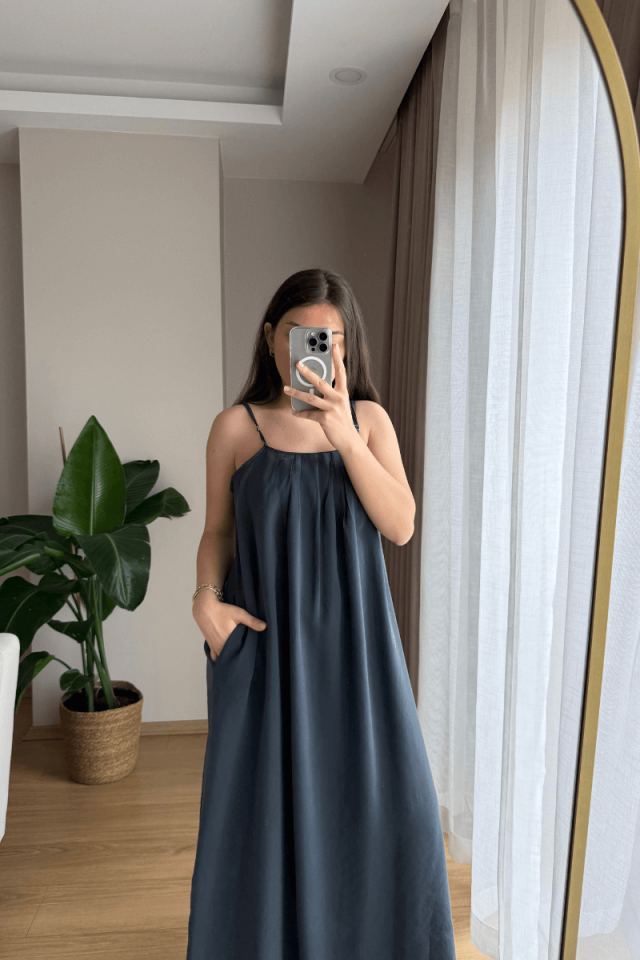 Antrasit Askılı Tensel Elbise