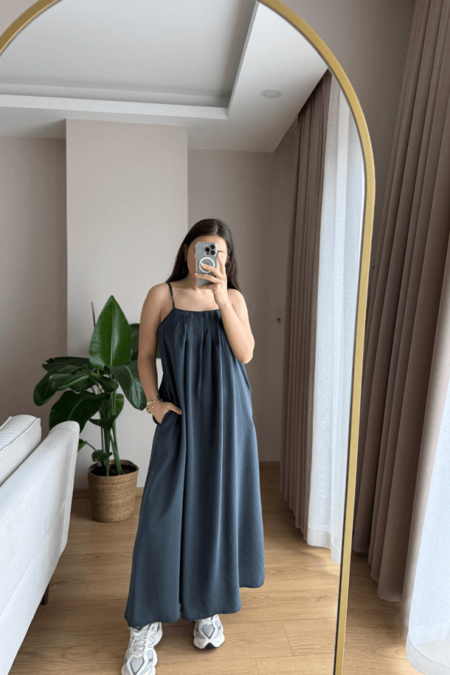 Antrasit Askılı Tensel Elbise