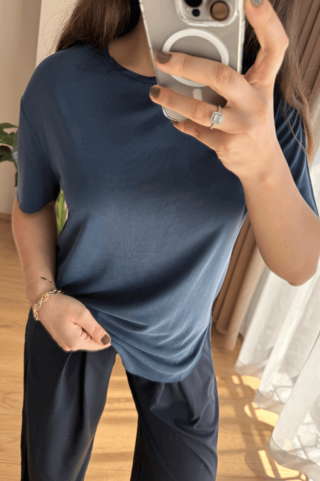 Lacivert Kumaş Modal Tişört