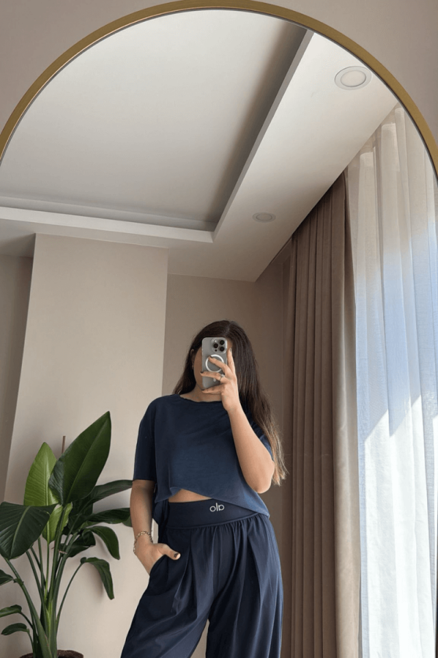 Lacivert Beli Lastikli Rahat Bol Kesim Pantolon