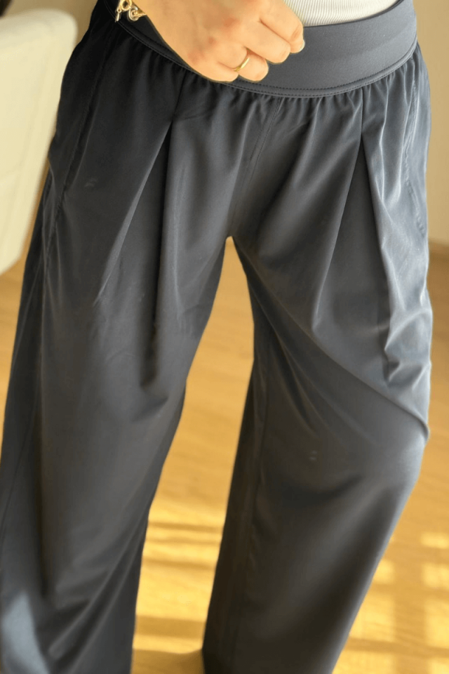 Lacivert Beli Lastikli Rahat Bol Kesim Pantolon