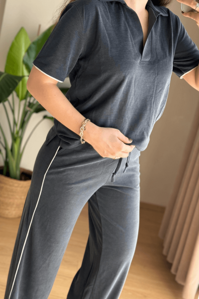 Antrasit Polo Yaka Marka Model Eşofman Takımı