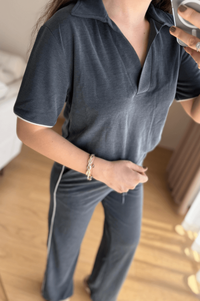 Antrasit Polo Yaka Marka Model Eşofman Takımı