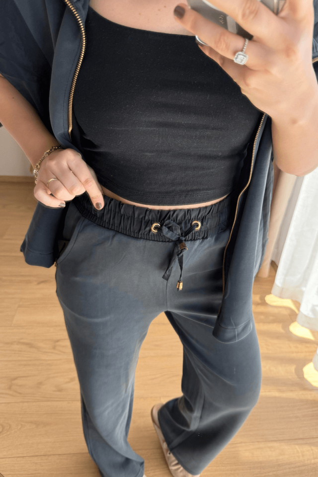 Antrasit Modal Likralı Eşofman Altı