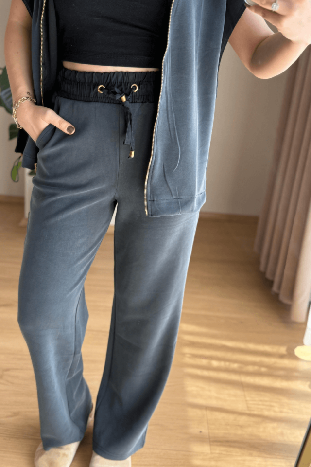 Antrasit Modal Likralı Eşofman Altı