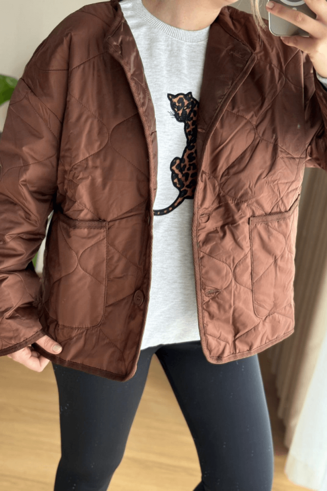 Kahverengi Kapitone Ceket