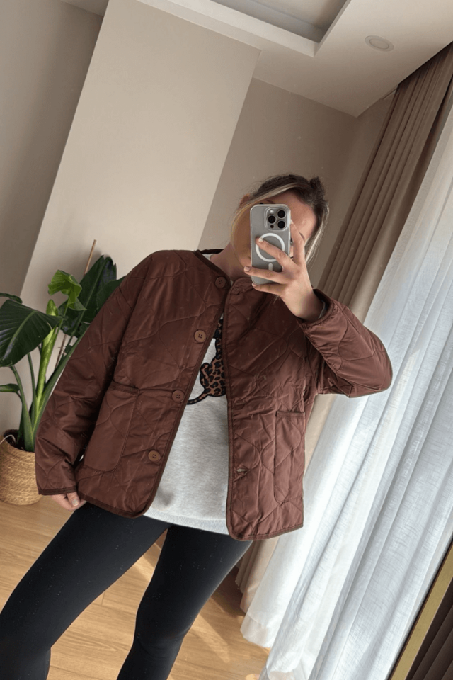 Kahverengi Kapitone Ceket