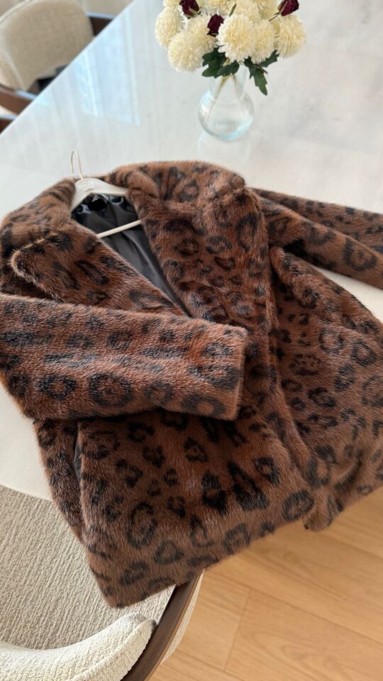 Kahve Leopar Suni Kürk/Kaban