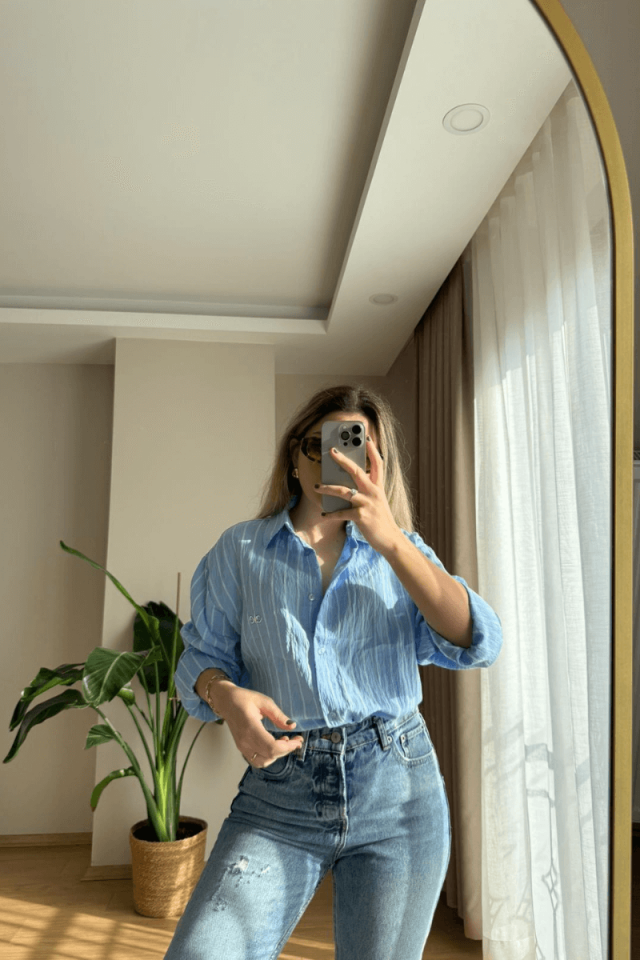 Çizgili Pamuklu Gömlek