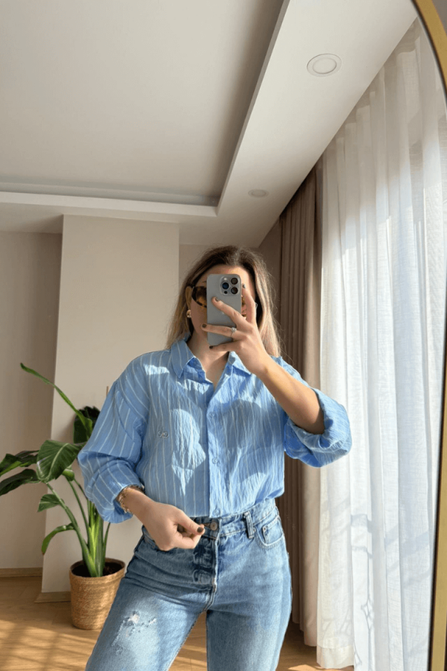 Çizgili Pamuklu Gömlek