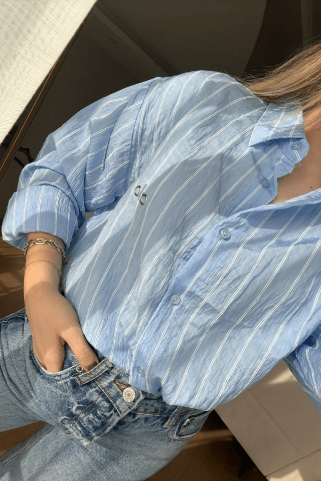 Çizgili Pamuklu Gömlek