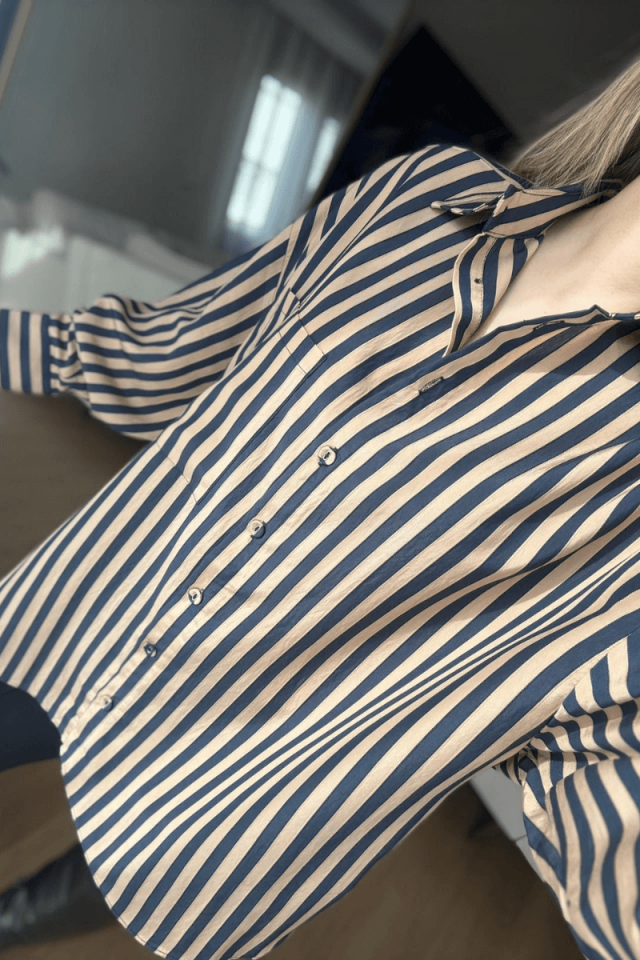 Camel-Laci Çizgili Gömlek