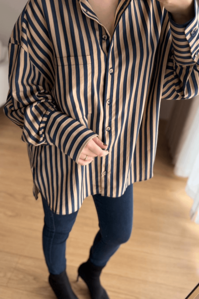 Camel-Laci Çizgili Gömlek