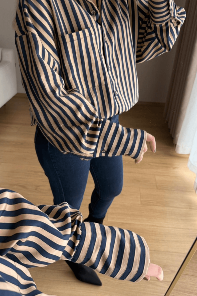 Camel-Laci Çizgili Gömlek