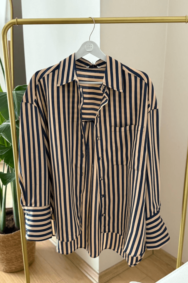 Camel-Laci Çizgili Gömlek