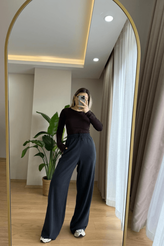 Antrasit Çizgili Eşofman/Pantolon