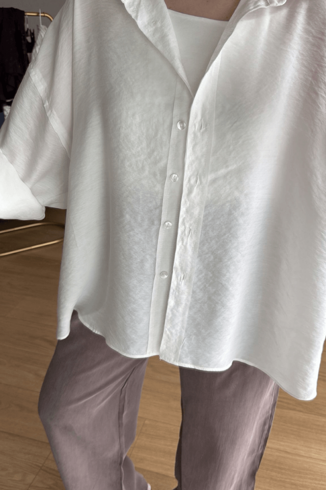 Beyaz Oversize Modal Gömlek