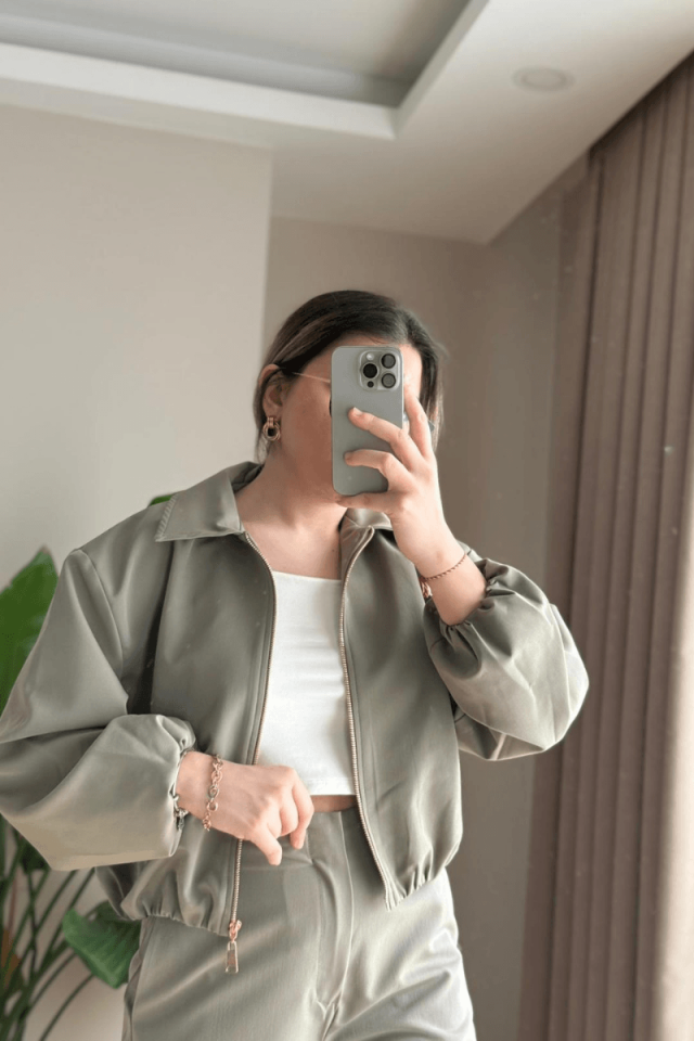 Haki Bomber  Ceket (Premium)