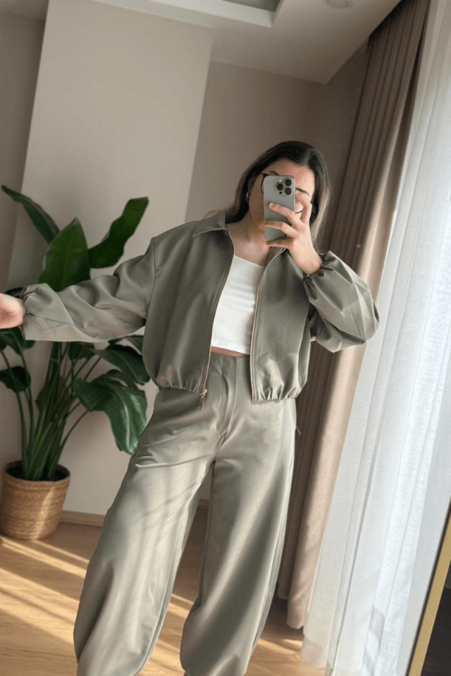 Haki Bomber  Ceket (Premium)