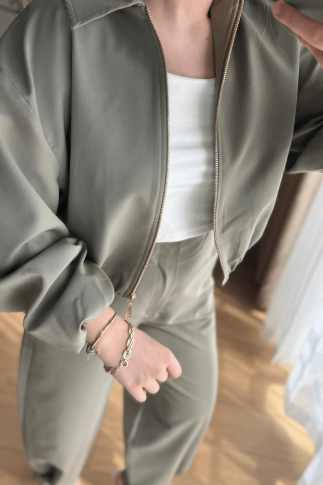 Haki Bomber  Ceket (Premium)