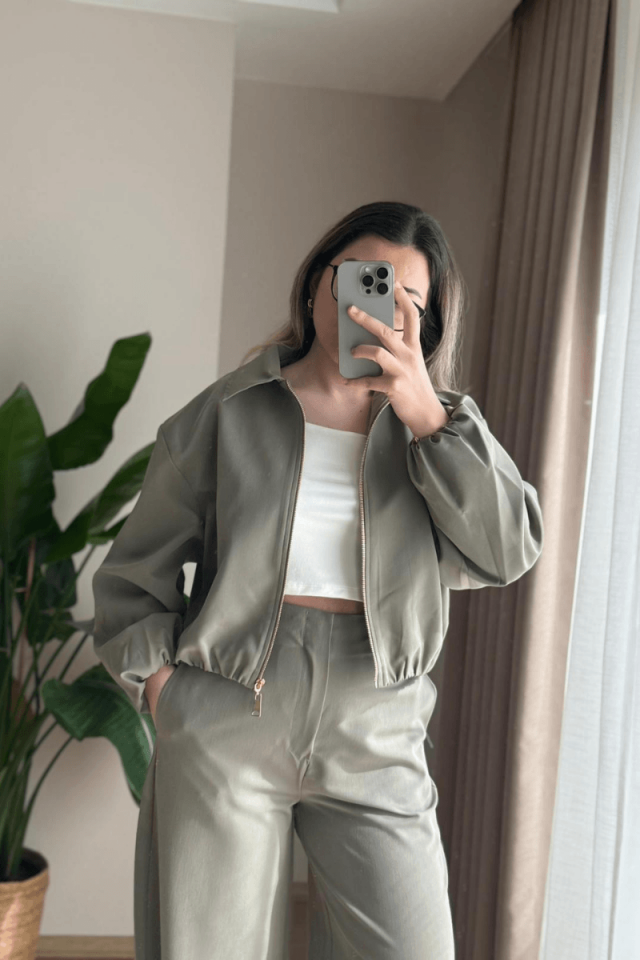 Haki Bomber  Ceket (Premium)