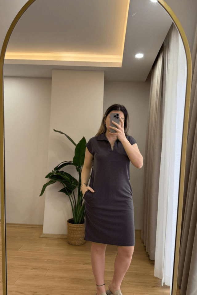 Vizon Polo Yaka Elbise