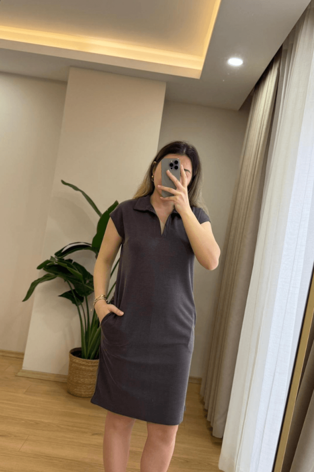 Vizon Polo Yaka Elbise