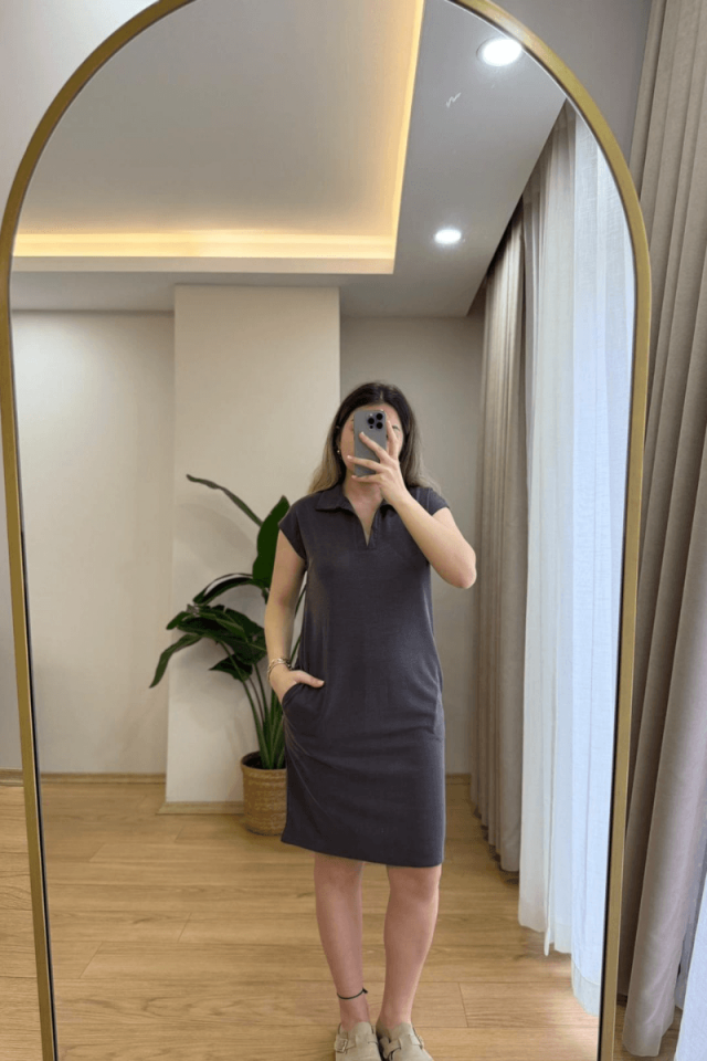 Vizon Polo Yaka Elbise