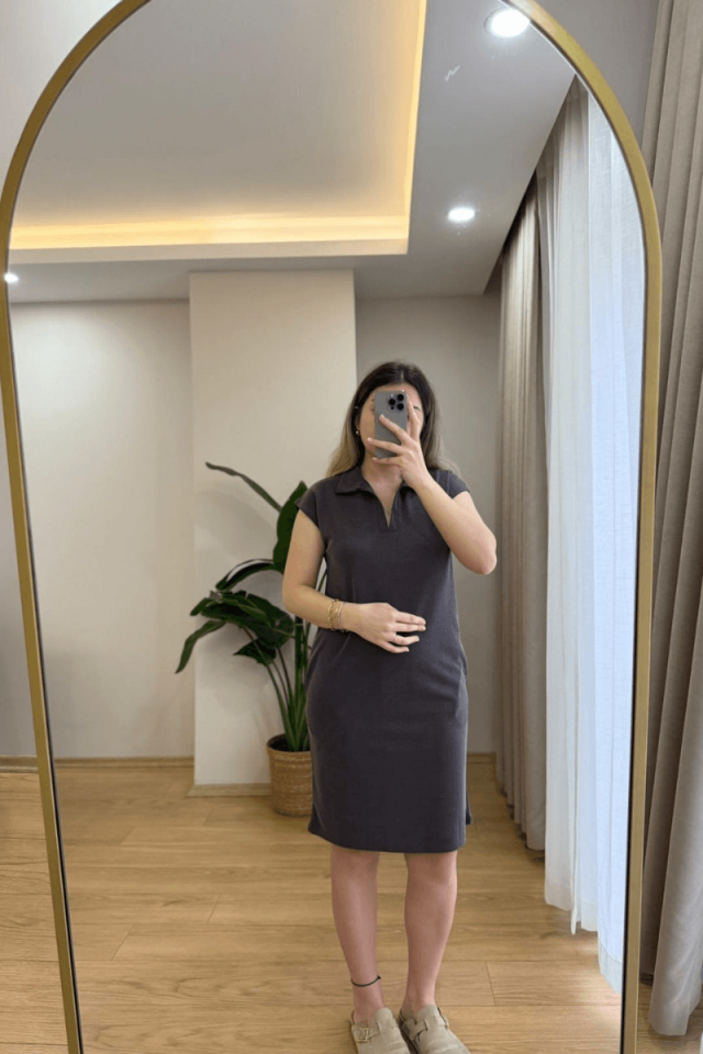 Vizon Polo Yaka Elbise