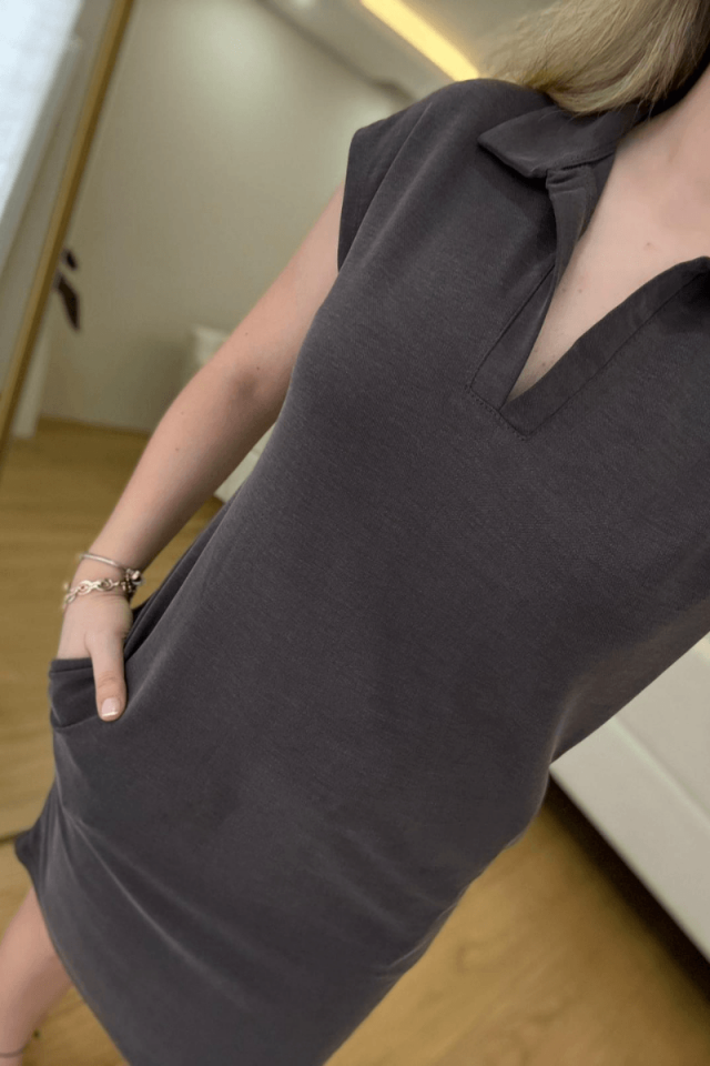 Vizon Polo Yaka Elbise